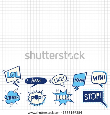 Pattern background of ink doodle speech bubbles. Vector illustration in comic style
