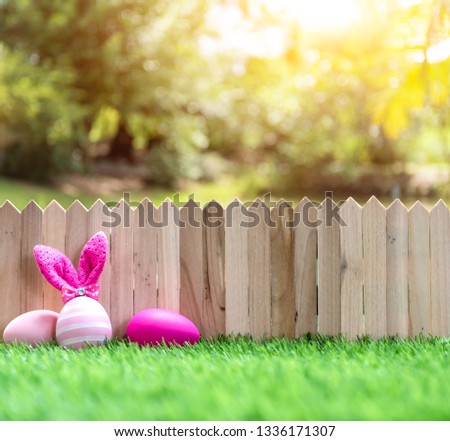 Happy Easter day, bunny and egg for celebrate in April. Paint and decorative with background