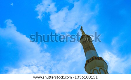 Mosque Tower with European architectural buildings which become the icon of Indramayu City in Indonesia. The largest mosque in Southeast Asia.