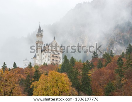 Neuschwanstein Castle with Autumn colors, Fussen, Germany