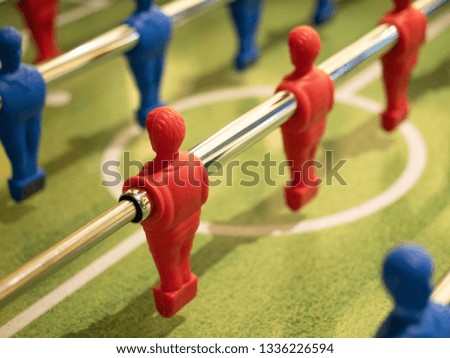 Close up picture of soccer table game
