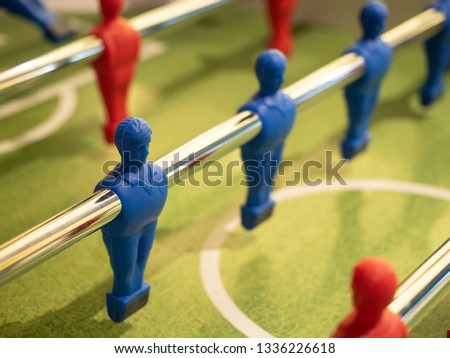Close up picture of soccer table game