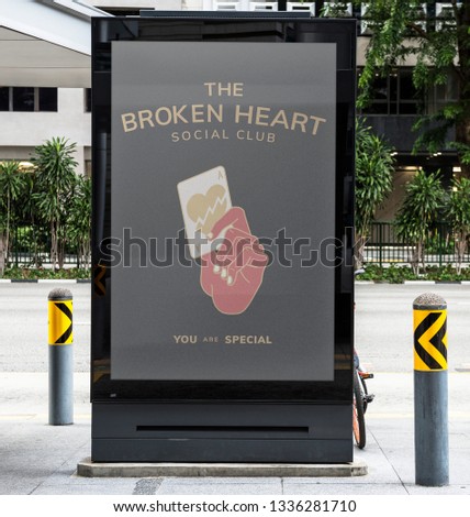 The broken heart signboard mockup