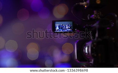 Soft and Blur focus camera show viewfinder image catch motion in interview or broadcast wedding ceremony, Video Cinema From camera. video cinema production .