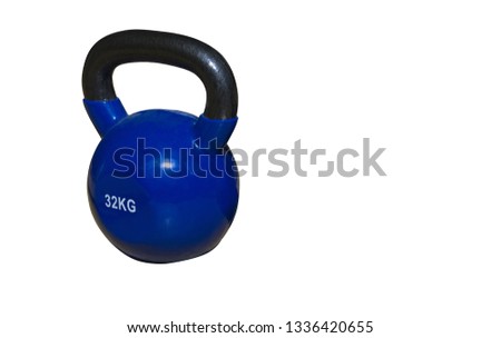 blue weights for sport. isolated on white