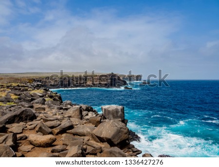 Landscape of Punta Suarez, Espanola or Hood Island, Galapagos, Ecuador Royalty-Free Stock Photo #1336427276