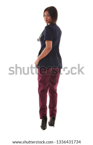Portrait of an attractive young female doctor in a medical outfit