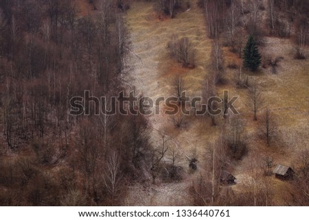 Autumn alpine rural landscape near Brasov, Magura village, Transylvania, Romania