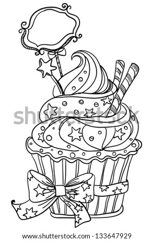 Cupcake with stars and bow