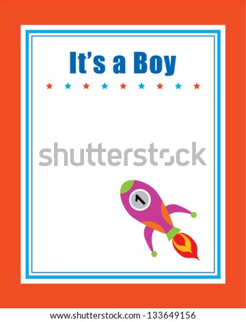 it is a boy rocket greeting card