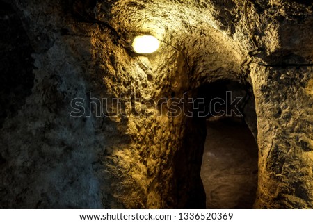 Derinkuyu cave underground city in Cappadocia , Turkey