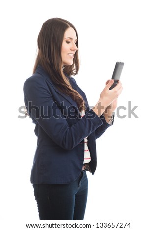 Businesswoman Using a Cellphone - Isolated