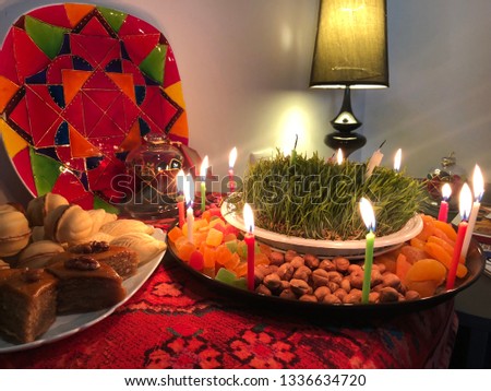 Festive Nowruz table with candles