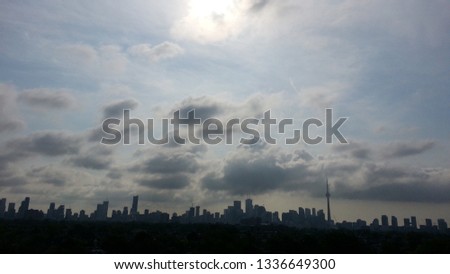 Toronto Ontario city skyline facing east