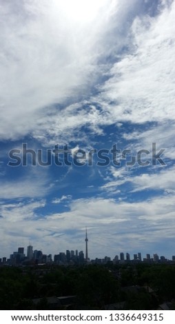 Toronto Ontario city skyline facing east