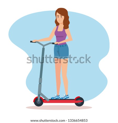 woman ridding electric scooter vehicle