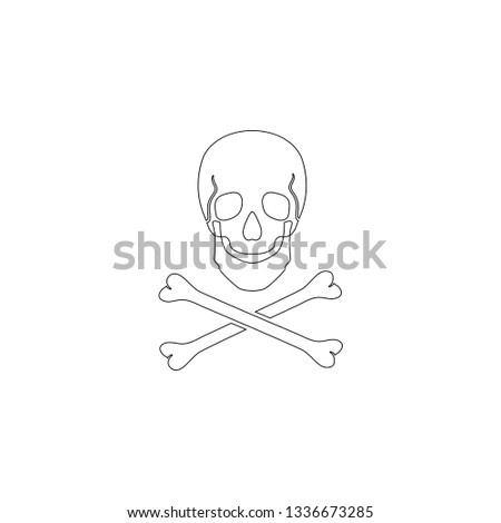 Skull and bones. simple flat vector icon illustration. outline line symbol - editable stroke