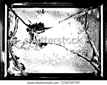 the broken monitor of the old TV. vector background, kinescope , gadget, glass, cracks, display; 