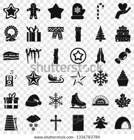Christmas decoration icons set. Simple style of 36 christmas decoration vector icons for web for any design