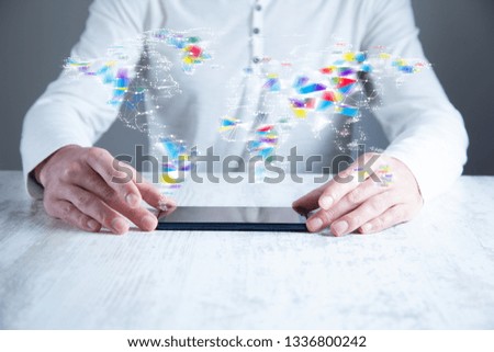 man hand phone with map in screen