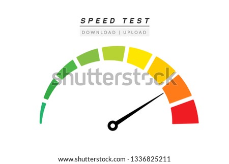 Speed test internet measure. Speedometer icon fast upload download rating. Quick level tachometer accelerate.