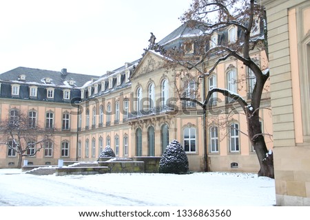 The new castle of Stuttgart in winter Royalty-Free Stock Photo #1336863560