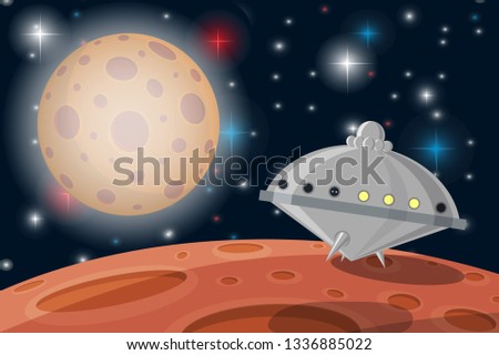 Space alien technology, on a distant planet. Vector illustration.