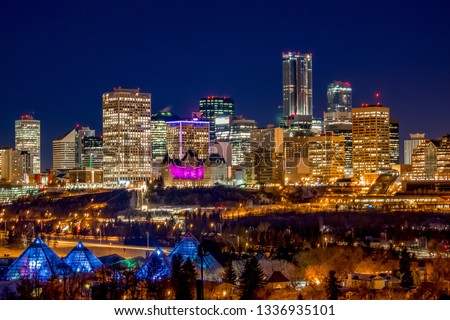 Glowing Downtown Edmonton Skyline