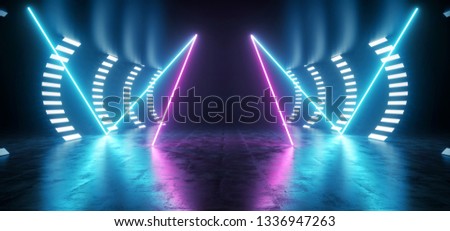 Background Neon Blue Purple Sci Fi Futuristic Fluorescent Alien Spaceship Dark Empty Grunge Concrete Corridor Tunnel Hall Room Glowing Lights Laser Show 3D Rendering Illustration