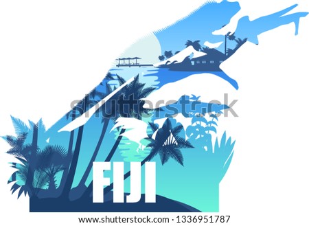 vector Fiji illustration with banded iguana