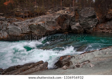 white water at a river in sweden - rocks and stones 