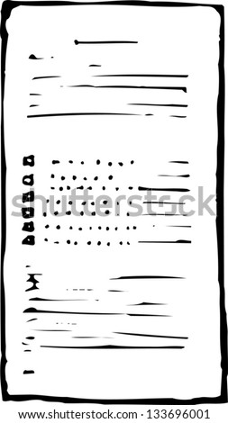 Black and white vector illustration of driver's exam