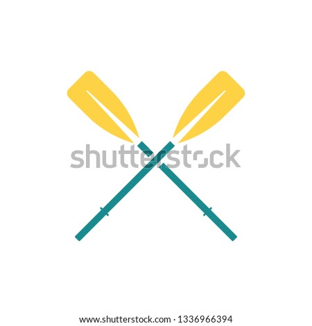 Boat oars icon. Flat color design. Vector illustration.