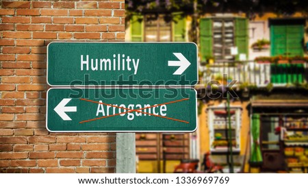 Street Sign to Humility Royalty-Free Stock Photo #1336969769