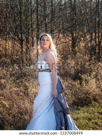 beautiful bride in a field