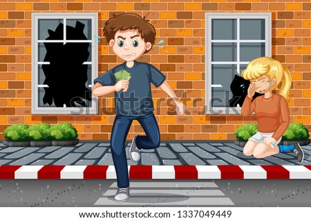 Man stealing money scene illustration