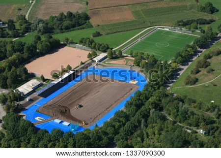 Rheinfelden, construction works for a renewed surface of a sports ground