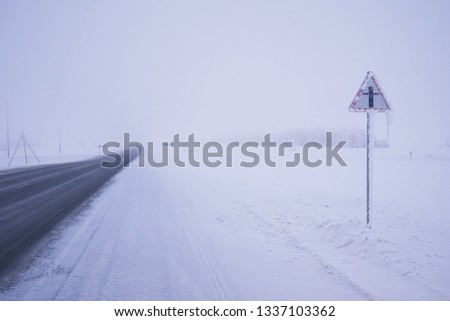Road on a cold winter morning.