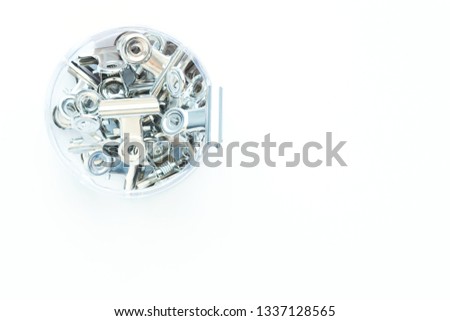 Paper clip on white background with copy space.