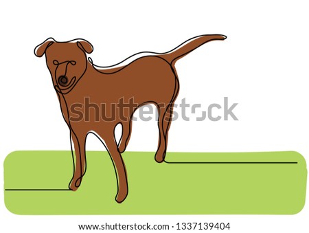 continuous line drawing of standing dog