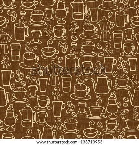 Coffee icons seamless pattern
