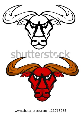 Attack bull head for team mascot or emblem design. Jpeg (bitmap) version also available in gallery