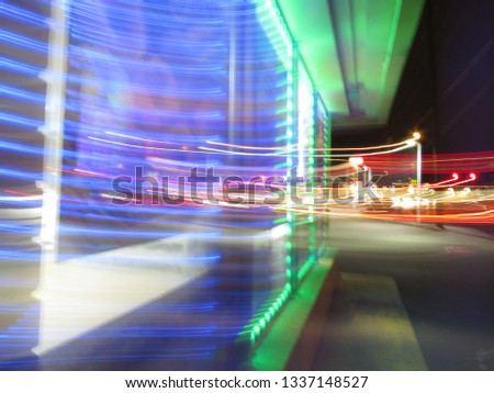 Blue Neon Lights Slow Shutter Speed