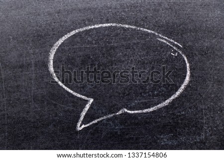 White chalk hand drawing in bubble speech shape with blank space for add text on black board background (Concept for communication