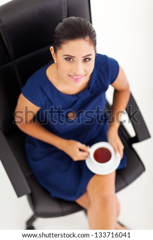 portrait of gorgeous businesswoman on tea break