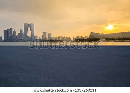 view of modern urban architecture skyline panorama in Suzhou China