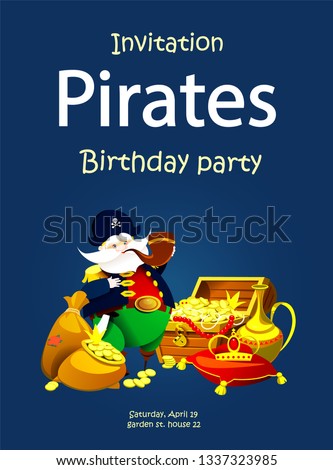 Invitation to a pirate party. Children's holiday. Vector illustration
