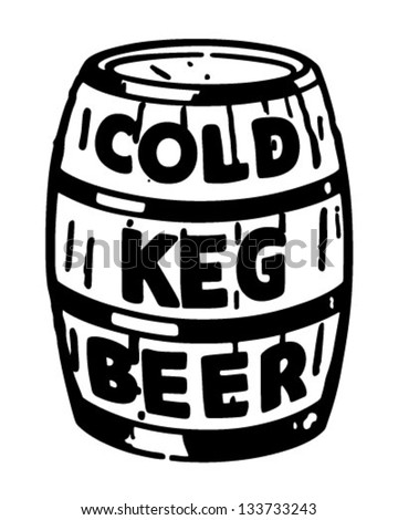 Cold Keg Beer - Retro Clip Art Illustration