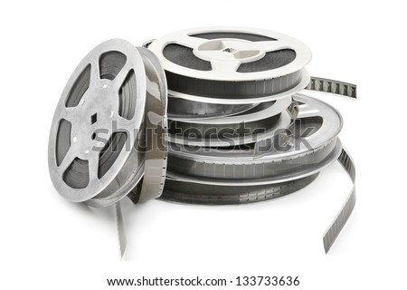 Old film strip isolated on white background