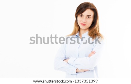 Modern smile business woman isolated with copy space
